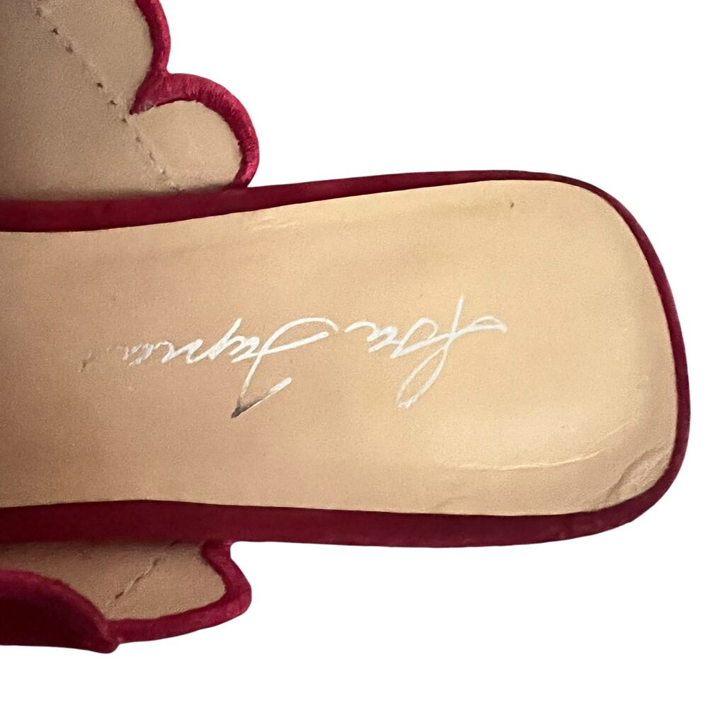 Isa Tapia Nueva Scalloped Slide Sandals In Lipstick Red Size 40 EU - Picture 6 of 14